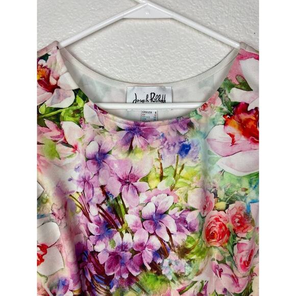 Joseph Ribkoff Floral Pink Dress Sleeveless Knee Length Sheath Eyelet 8 Medium - Picture 3 of 11